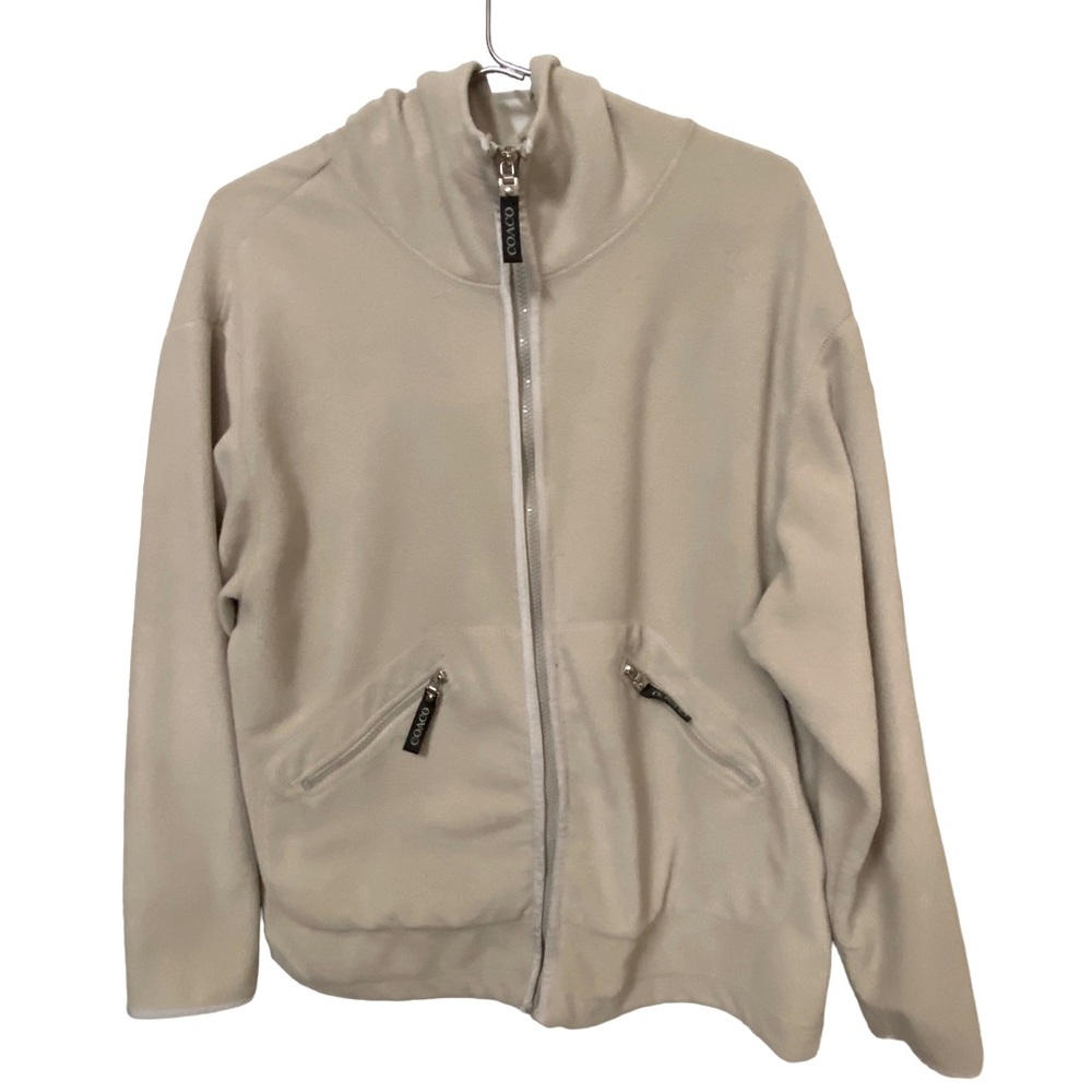Coaco New York Full Zip Women’s L Tan Cream Fleece Sweatshirt